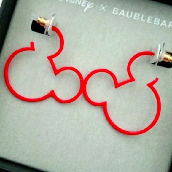 NWT!  Disney x Baublebar Mickey Mouse Red Silhouette Earrings - Picture 1 of 3